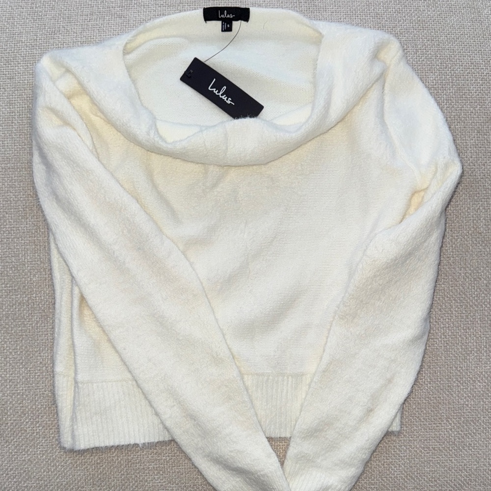 Lulu's Soft Cream Cowl Neck Sweater